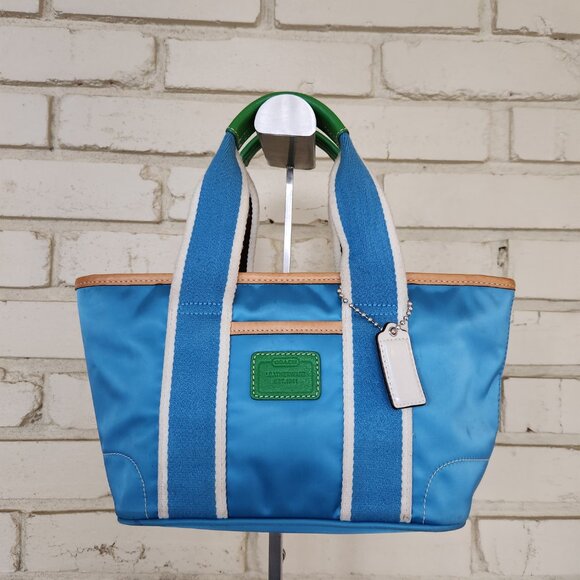 Vintage Coach Hampton Y2K Blue Handbag Tote Purse - Picture 3 of 13